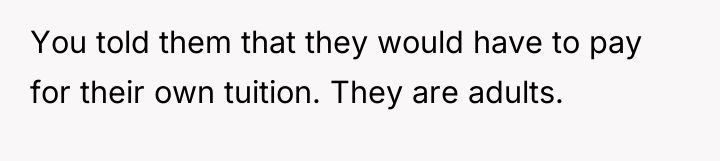 You told them that they would have to pay for...