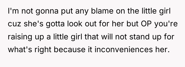 I'm not gonna put any blame on the little girl...