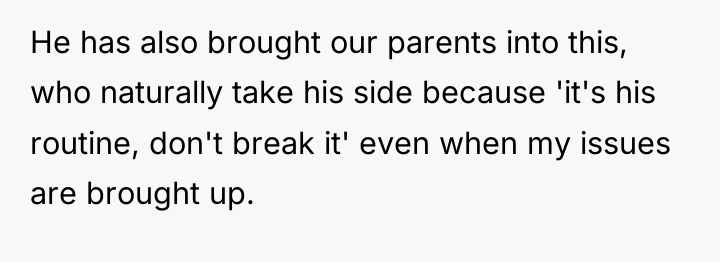 He has also brought our parents into this, who naturally...
