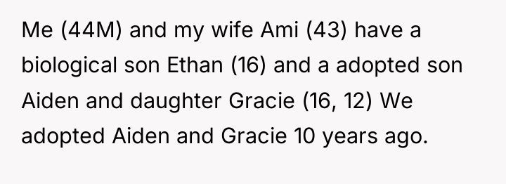 Me (44M) and my wife Ami (43) have a biological...