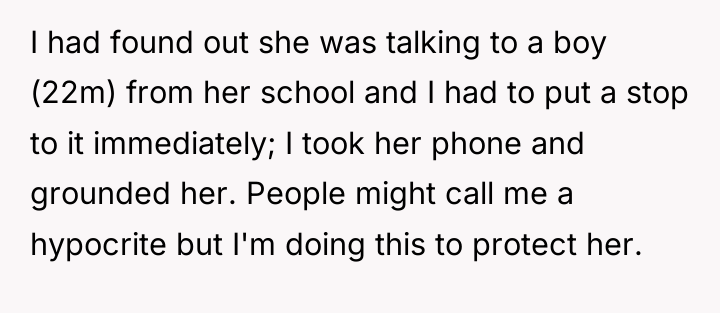 I had found out she was talking to a boy...