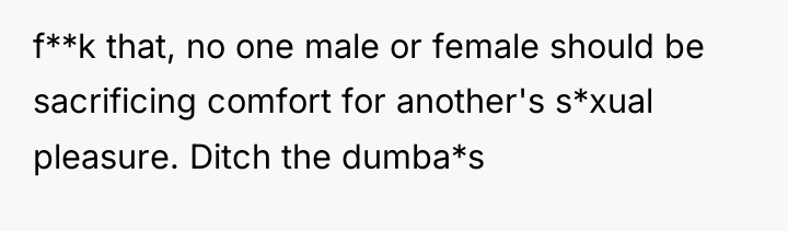 f**k that, no one male or female should be sacrificing...