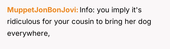 MuppetJonBonJovi Info: you imply it's ridiculous for your cousin to...