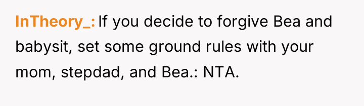 InTheory_ If you decide to forgive Bea and babysit, set...