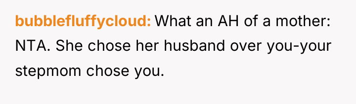 bubblefluffycloud What an AH of a mother: NTA. She chose...