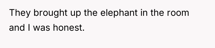 They brought up the elephant in the room and I...