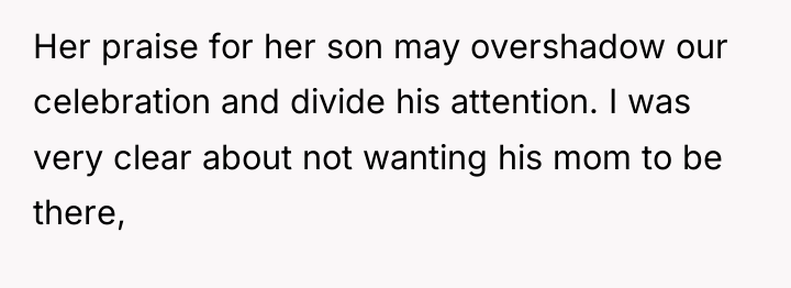 Her praise for her son may overshadow our celebration and...