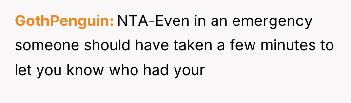 GothPenguin NTA-Even in an emergency someone should have taken a...