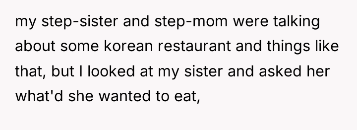 my step-sister and step-mom were talking about some korean restaurant...