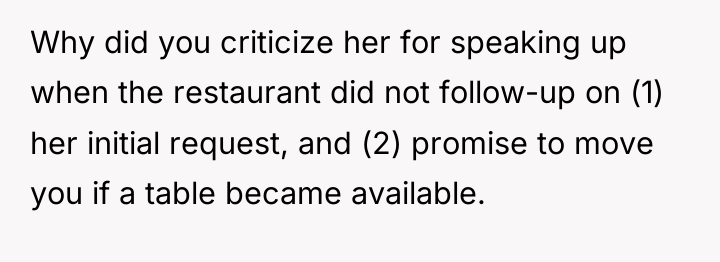 Why did you criticize her for speaking up when the...