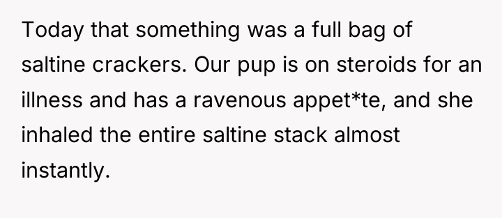Today that something was a full bag of saltine crackers....