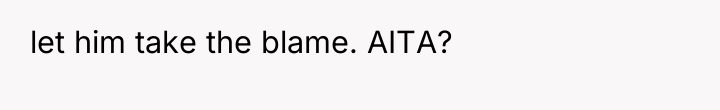 let him take the blame. AITA?