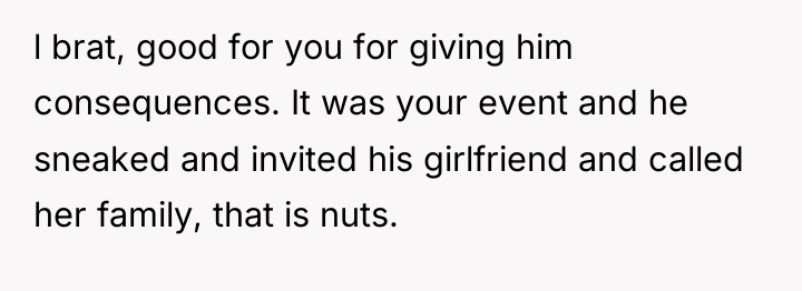 l brat, good for you for giving him consequences. It...
