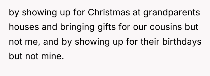 by showing up for Christmas at grandparents houses and bringing...