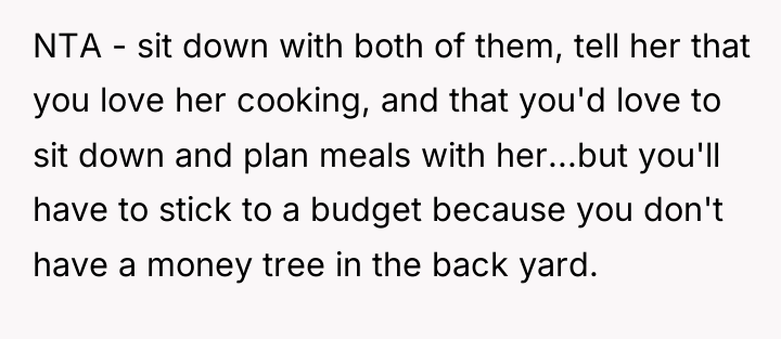NTA - sit down with both of them, tell her...