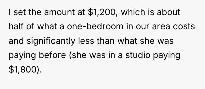 I set the amount at $1,200, which is about half...