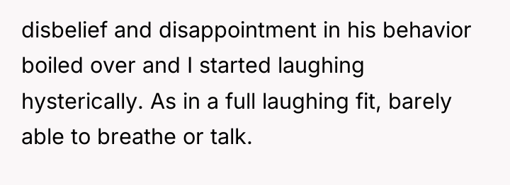 disbelief and disappointment in his behavior boiled over and I...