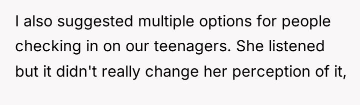 I also suggested multiple options for people checking in on...