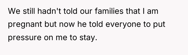 We still hadn't told our families that I am pregnant...