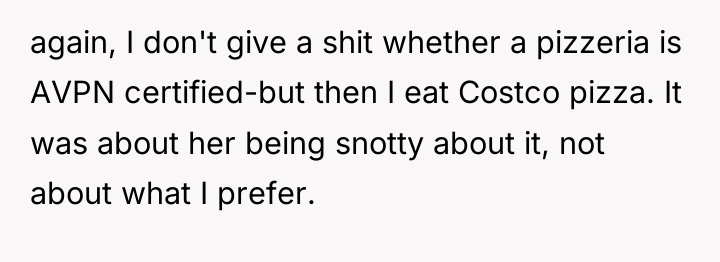 again, I don't give a shit whether a pizzeria is...