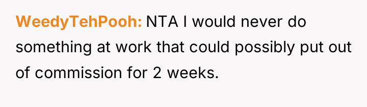 WeedyTehPooh NTA I would never do something at work that...