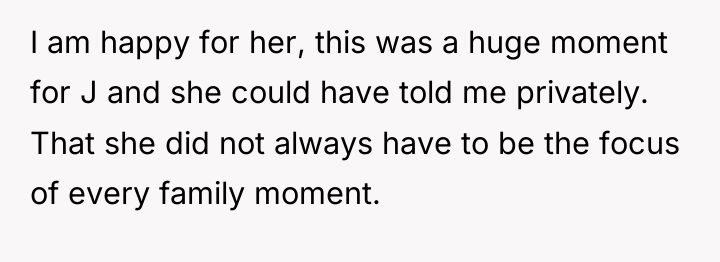 I am happy for her, this was a huge moment...