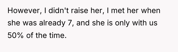 However, I didn't raise her, I met her when she...