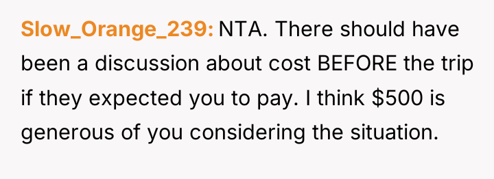 Slow_Orange_239 NTA. There should have been a discussion about cost...