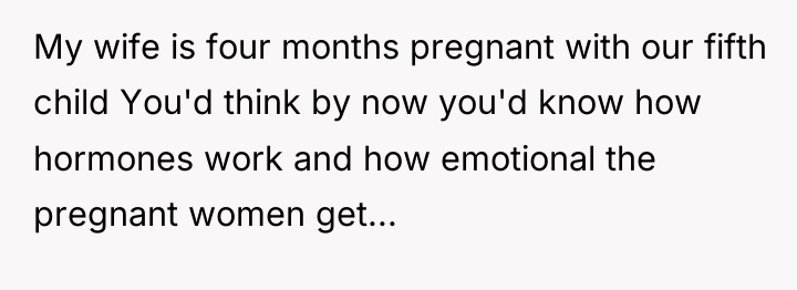 My wife is four months pregnant with our fifth child...