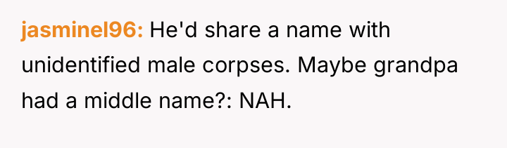 jasminel96 He'd share a name with unidentified male corpses. Maybe...