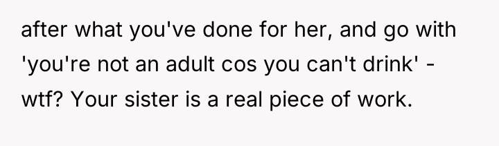after what you've done for her, and go with 'you're...