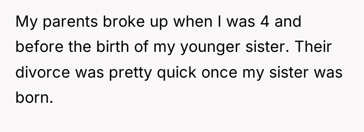 My parents broke up when I was 4 and before...