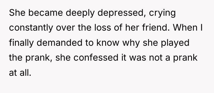 She became deeply depressed, crying constantly over the loss of...