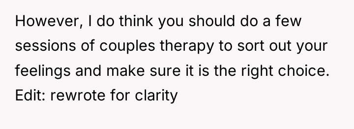 However, I do think you should do a few sessions...