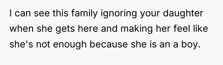 I can see this family ignoring your daughter when she...