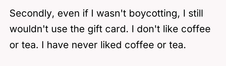Secondly, even if I wasn't boycotting, I still wouldn't use...