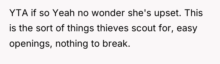 YTA if so Yeah no wonder she's upset. This is...