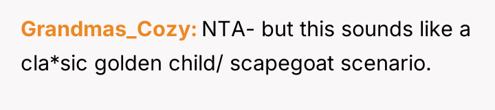 Grandmas_Cozy NTA- but this sounds like a cla*sic golden child/...