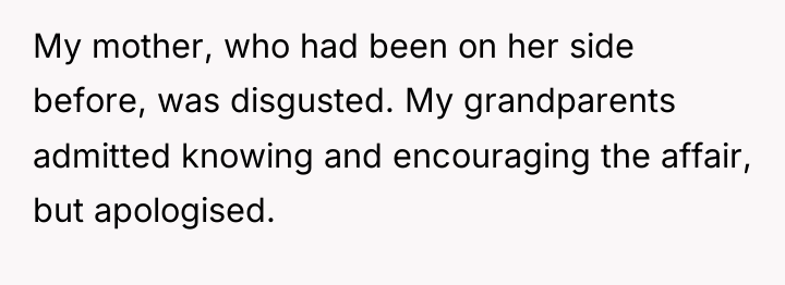 My mother, who had been on her side before, was...