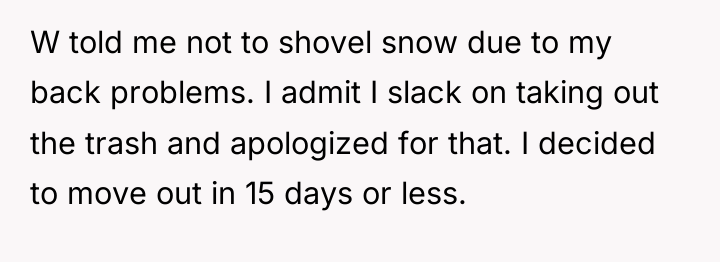W told me not to shovel snow due to my...