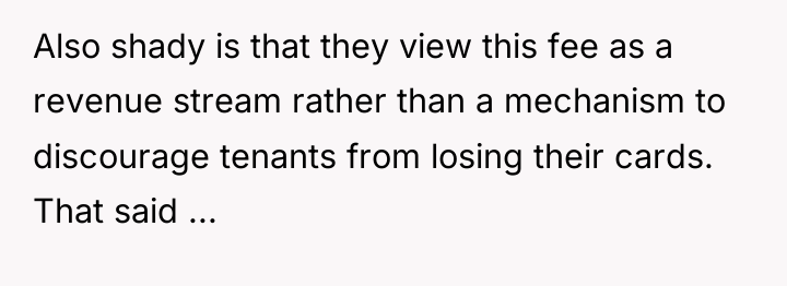 Also shady is that they view this fee as a...