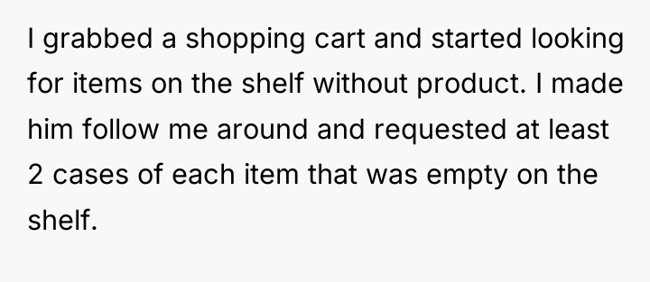 I grabbed a shopping cart and started looking for items...