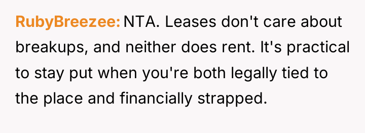 RubyBreezee NTA. Leases don't care about breakups, and neither does...