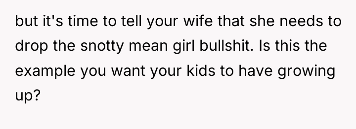 but it's time to tell your wife that she needs...