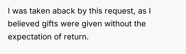 I was taken aback by this request, as I believed...