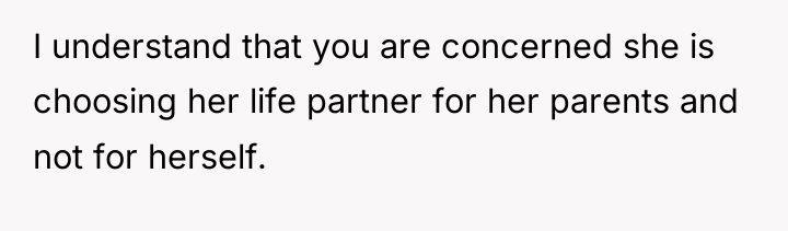 I understand that you are concerned she is choosing her...