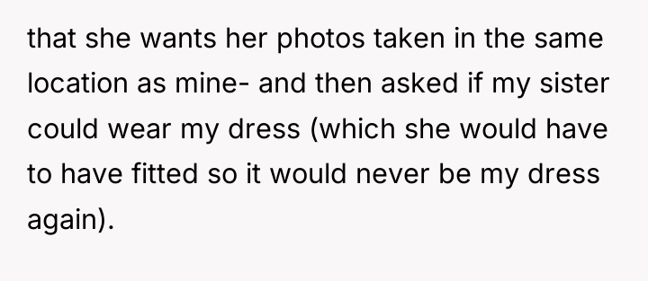 that she wants her photos taken in the same location...
