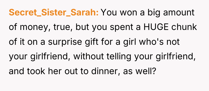Secret_Sister_Sarah You won a big amount of money, true, but...