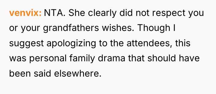 venvix NTA. She clearly did not respect you or your...
