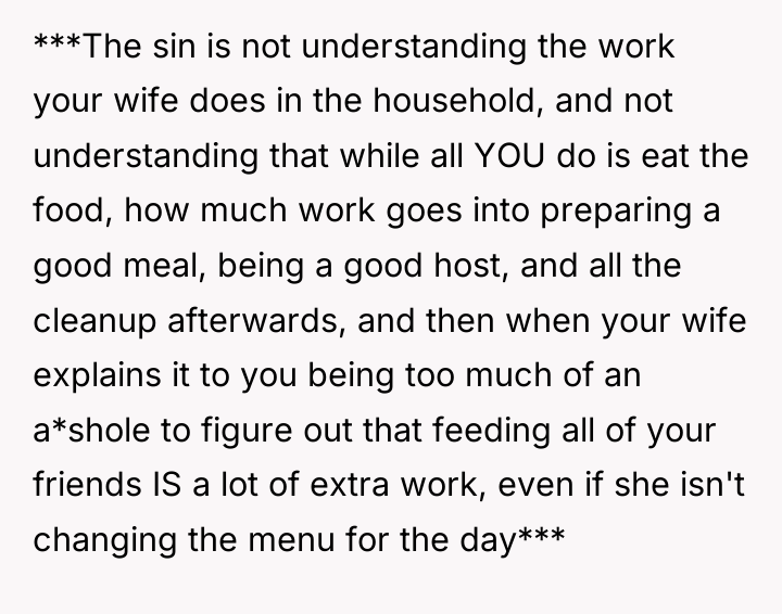 ***The sin is not understanding the work your wife does...
